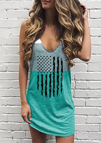 Image of Live Simple Coconut Tree Sleeveless Mini Dress Summer Beach Mini Dress Women's Summer Casual Sexy V Neck Mini Tank Dress