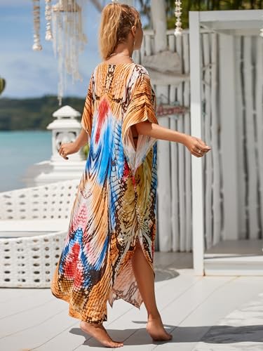 Image of Kaftan Dresses for Women Plus Size Bathing Suit Cover up Caftan Maxi Beach Dresses