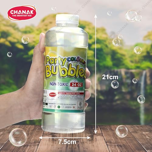 Image of Chanak Bubble Liquid Solution Bottle, 1500ml of Colorful Bubbles Solution, Bubble Refill Bottle, Bubble Maker Liquid for Guns & Camera for Kids Above 3 Years, BIS Approved (2 X 750ml)