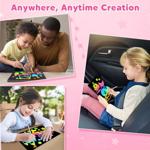 Image of ZMLM Scratch Paper Art Craft: 2 Pack Rainbow Scratch Set for 3 4 5 6 7 8 9 10 Years Old Girls Boys Students Drawing Coloring Black Magic Art Supplies Kits Gifts School Birthday Party Toys (Mermaid)