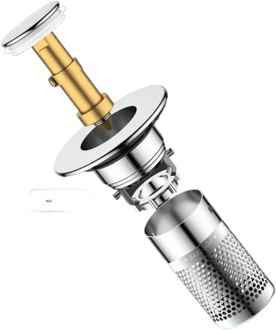 Kitchen Accessories Pop-Up Sink Drains Filter Bathroom Press Bounce Basin Plug Stopper Wash Hair Catcher Strainer(Stainless Steel)
