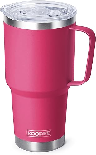 Miniatura 8 de koodee Taza de café de viaje con tapa, taza de café aislada de 20 onzas de acero inoxidable de doble pared taza de café para campamento, a prueba de