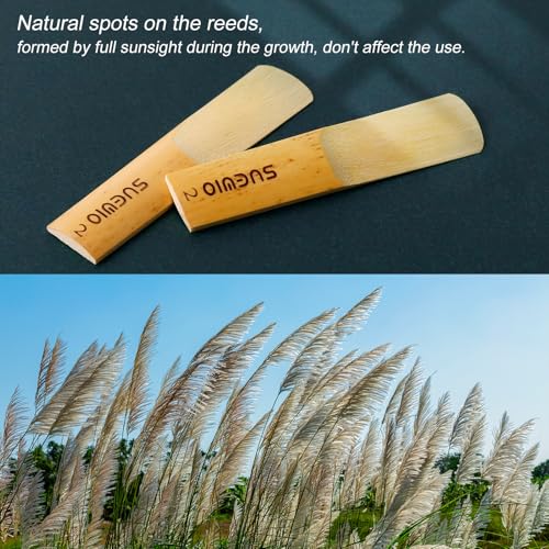 Image of SUEWIO Alto Saxophone Reeds 10 Pack, Strength 2.0, Traditional Alto Sax Reeds with Portable Case, Thinner Reed Tip & Unfiled Cut Design, Reeds for Alto Saxophone Beginners & Students