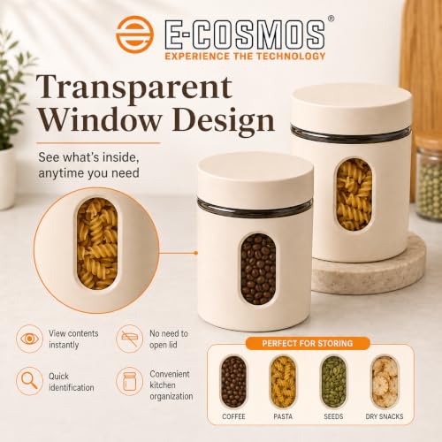 Image of E-COSMOS 500 ml Plastic Kitchen Storage Container Pack of 2 - Airtight Oval Container with Clear Window for Snacks, Tea, Coffee & Dry Fruits (Multicolor) (Pack Of 2, 500, Milliliters)