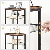 HOOBRO Stolik pomocniczy, stolik pod telefon z 2 regulowanymi półkami z siatki 38 x 28 x 74 cm, stolik kawowy, wzornictwo przemysłowe, ciemnobrązowo-czarny EBF01DH01G1