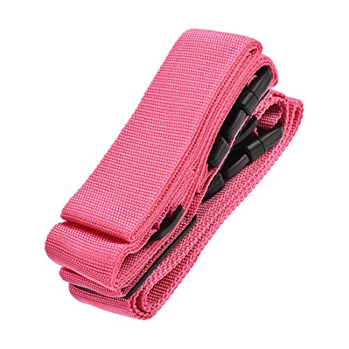 Image of uxcell Luggage Strap Suitcase Belt with 2 Buckles, 2Mx5cm Cross Adjustable PP Travel Packing Accessory, Rose Red