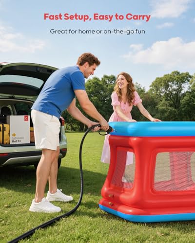 Image of QPAU 3-in-1 Inflatable Bounce House with Pump for Toddlers 1-3