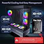 Aqua 7, Pre-Installed 6 × 120mm PWM ARGB Fan, ATX Mid Tower PC Case, Computer case with Panoramic View Tempered Glass Front & Side Panel, Type C Port, Gaming PC Case, Black - Image 4
