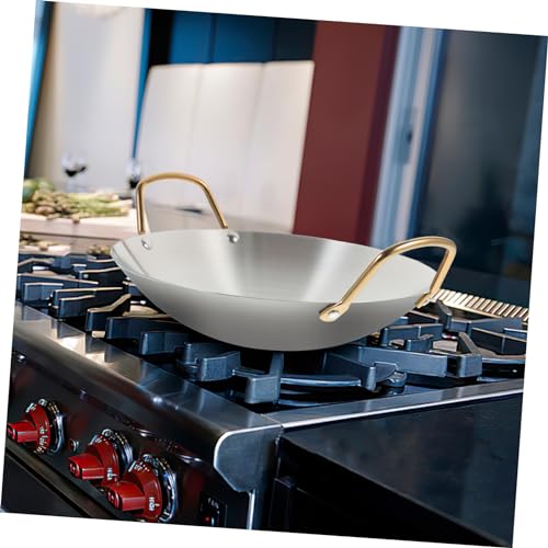 Wok pequeño de acero inoxidable con doble asa miniatura 4