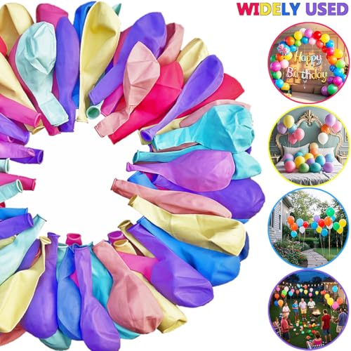 Image of Thickened Balloons 100Pcs Birthday Balloons Assorted Colors 12 Inch Colorful Rainbow Balloon Party Latex Balloon