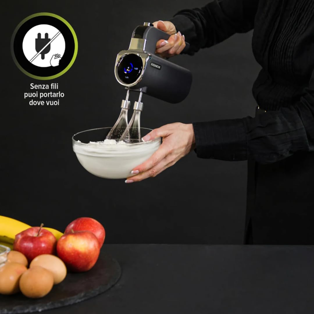 Batteur à main sans fil avec 2 fouets 200W Noir Appareils de cuisine