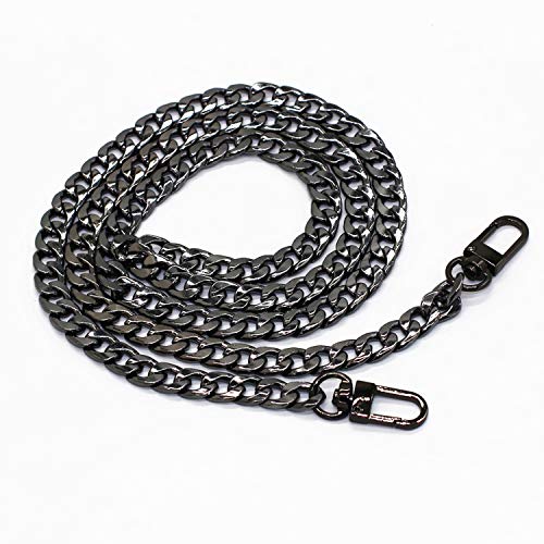 Image of Model Worker DIY Iron Flat Chain Strap Handbag Chains Purse Chain Straps Shoulder Cross Body Replacement Straps with Metal Buckles (23.6 inch, Gun-Black)