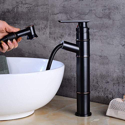 Grifo de ducha extraíble negro bronce lavabo alto monomando 6