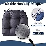 Chair Cushions for Dining Chairs, Seat Cushions for Kitchen Chairs, Indoor Seat Cushions with Ties, Tufted Foam Chair Pads, Non Slip Chair Cushions Set of 4, 15.5" x 15.5" x 4", Navy Blue - Image 4