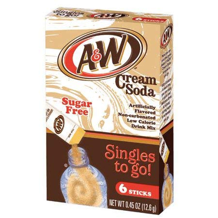 A&W Cream Soda Singles To Go Powder Packets Non-Carbonated, Low-Calorie and Sugar-Free Flavored Water Drink Mix - ORIGINAL FLAVOR, 0.45 Ounce (Pack of 12)