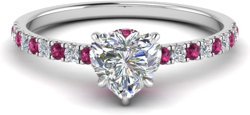 Choose Your Gemstone Hidden Halo Petite Diamond CZ Ring Sterling Silver Heart Shape Halo Engagement Rings Everyday Jewelry Wedding Jewelry Handmade Gifts for Wife US Size 4 to 12