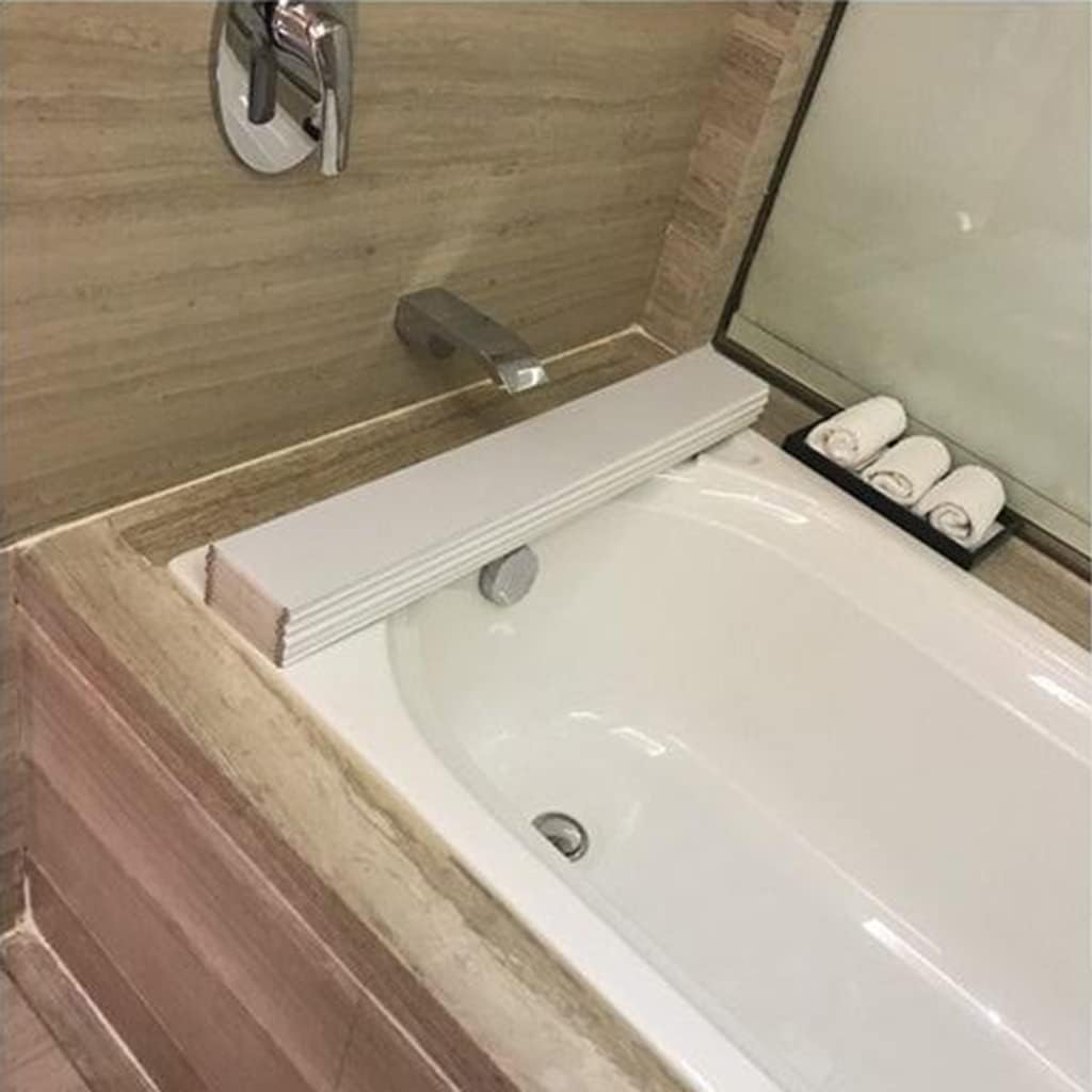 JATIBOSH White Bathtub Tray Bath Lid Thicker Folding Storage Stand Can Put Mobile Phone Tablet Computer (Color : L85cm, Size : W70cm)