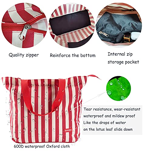 SAGIV&SAHEN Beach Bags for Women Waterproof Sandproof Extra Large Beach Tote Bag with Zipper for Travel Swim Gym3