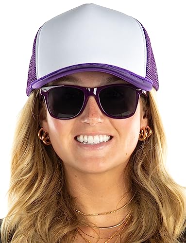Image of Funky Junque Foam Trucker Hat, Trucker Hats for Women & Men - Blank Adjustable Snapback Mesh Back Baseball Cap
