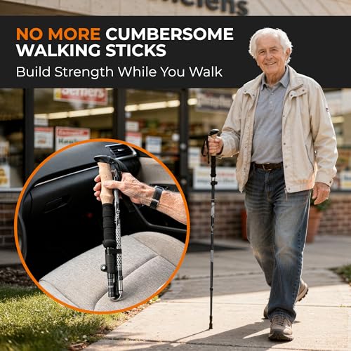 Trekology Trek-Z Collapsible Hiking & Trekking Poles - Balance Support for Seniors, Women, and Men, 2pc Per Set