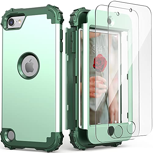 Coque iPod Touch 7 hybride 3 en 1 vert menthe avec 2 écrans de protection
