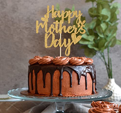 Happy Mother's Day Cake Topper, Mother's Day Decorations, Happy Birthday Mom, Best Mom Ever, Mother's Day Party Decorations Supplies Gold Glitter #TOP3