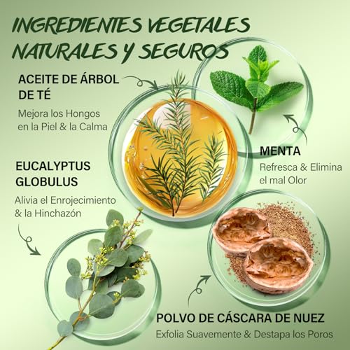 Exfoliante Corporal y para Pies con Aceite de Árbol de Té, Mejora Hongos en la Piel, Picazón, Tiña Inguinal, Mal Olor Corporal, Exfoliante de sal Marina para Exfoliar e Hidratar la Piel, 360g/12.7oz - imagen 2