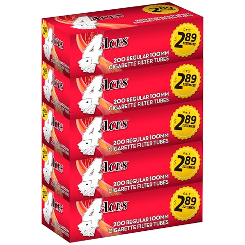 4 Aces - RYO Regular Filter Tubes, 100mm - 5 Boxes with 200 Tubes Each