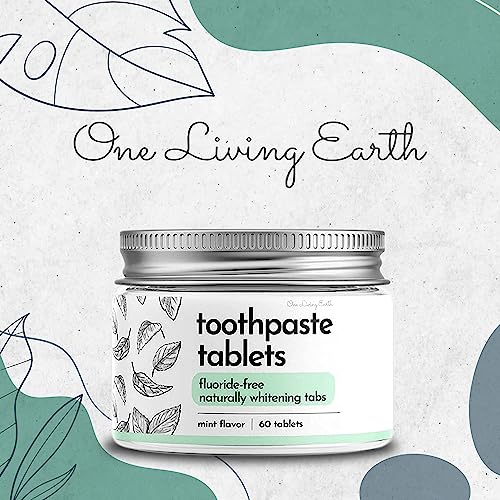 Natural Toothpaste Tablets With Bamboo Toothbrush For Teeth Whitening - Eco Friendly Travel Toothpaste Tablets - Fluoride-Free, Gluten-Free, Plastic-Free & Vegan | Spearmint Tooth Paste 60 Tablets #TOP6