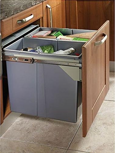 Pull Out Kitchen Waste/Recycle Soft Close Bin for 600mm Cabinet - Front Fixing Cabinets (34L + 34L)
