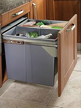 Pull Out Kitchen Waste/Recycle Soft Close Bin for 450mm Cabinet - Front Fixing Cabinets 20L + 20L