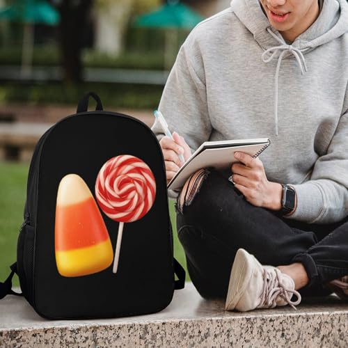 Candy Corn And Lollipop Classic 17 Inch Backpack Travel Daypack Casual Shoulder Bag with Adjustable Strap for Men Women 6
