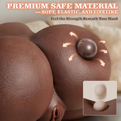 Image of Black Pocket Pussy Sex Doll, Powerful 5 Sucking & 8 Vibrating Ebony Sex Toy | Realistic Sex Dolls Torso Female Busty Butt Ass Automatic Male Masturbator Sex Toys for Men Adult Toys Stroker