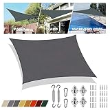 Sonnensegel Grau quadratisch 7x10m UV-Schutz Overall Wasserdicht Sonnenschutzblende Atmungsaktiv Für Versammlungen im Freien in Gärten und Innenhöfen Für Terrasse Mit Schattensegel-Befestigung