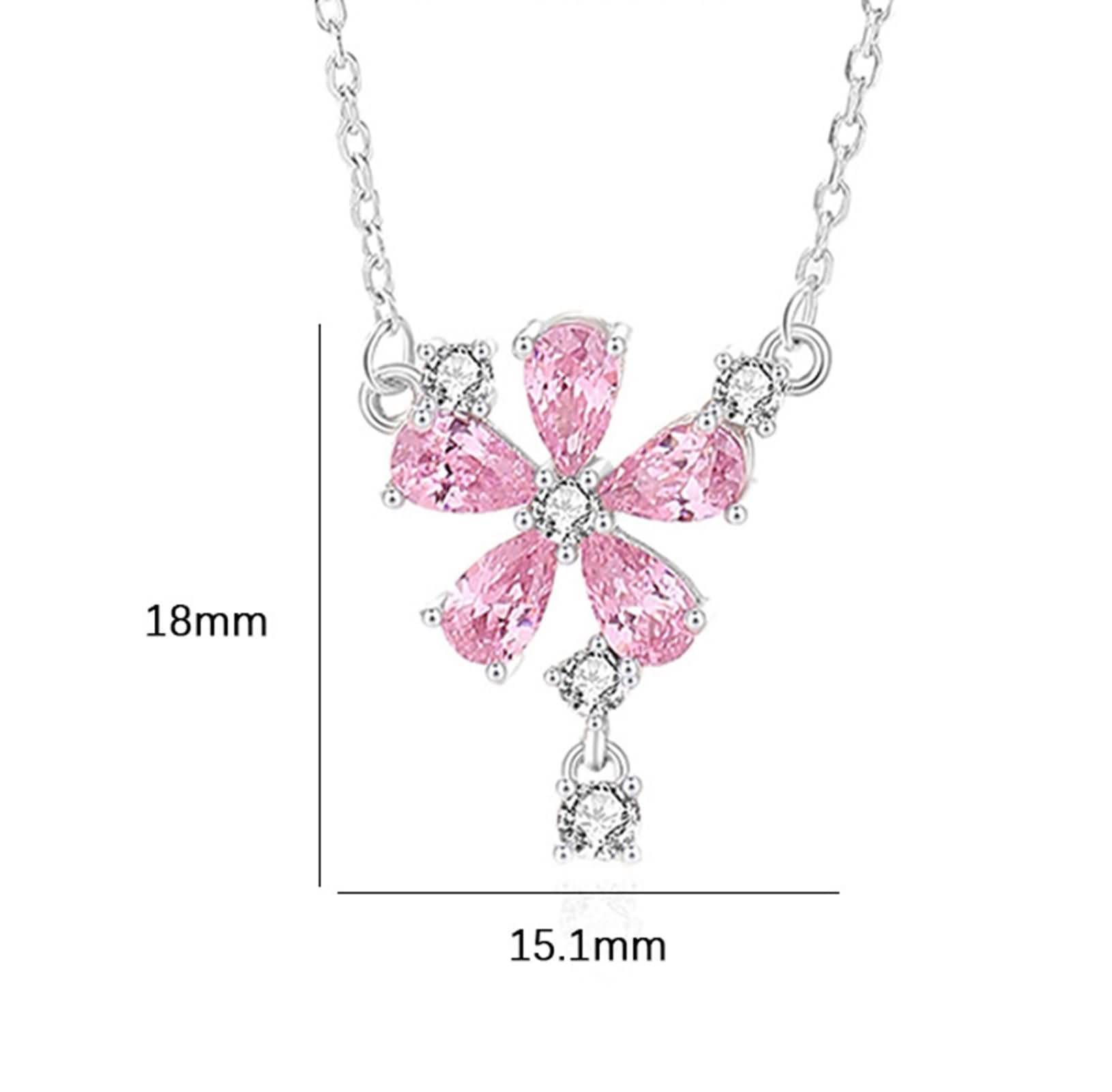 Collar con colgante de oro blanco de 9 Kt/14 Kt/18 quilates para mujer, flor con zafiro rosa y moissanita de 1,5 quilates, cadena de collar rosa plateado para mujer
