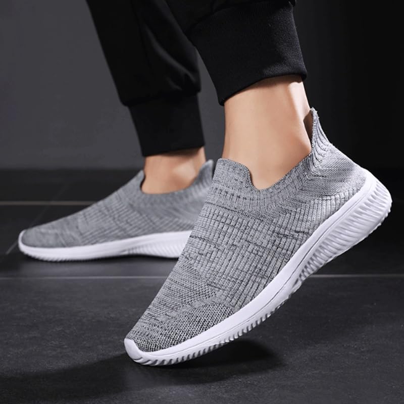 Mens Dress Loafers Breathable Knit Leisure Fashion Sneakers Lightweight Comfortable Walking Shoes2