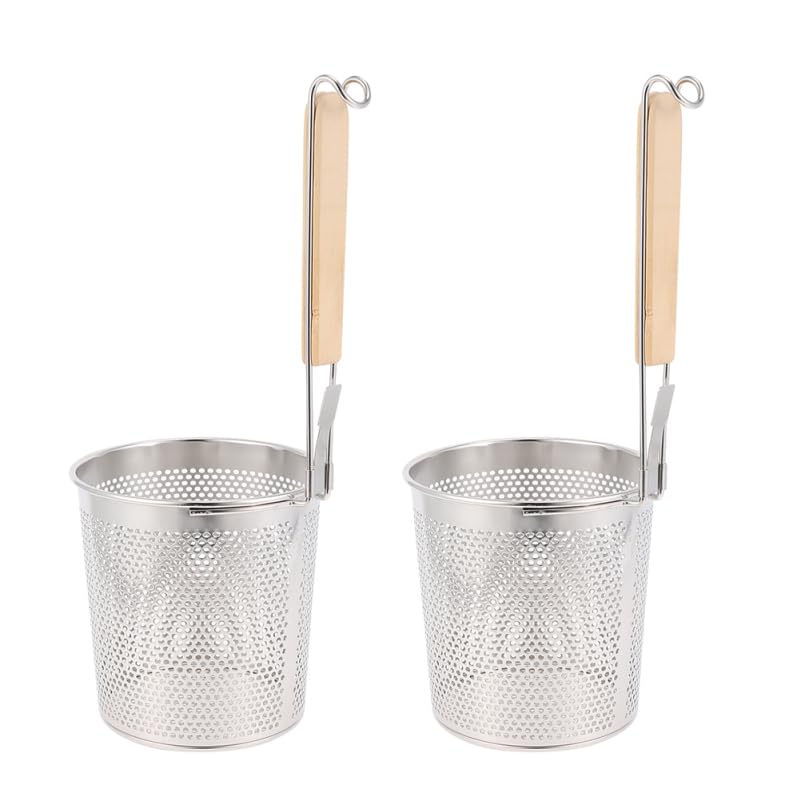 Alipis 2 pezzi rosa pala per recinzioni di riso, mestolo per pasta, in acciaio inox, colino da cucina, colino per pasta con manico Chinois, cestino per pasta in acciaio inox, argento