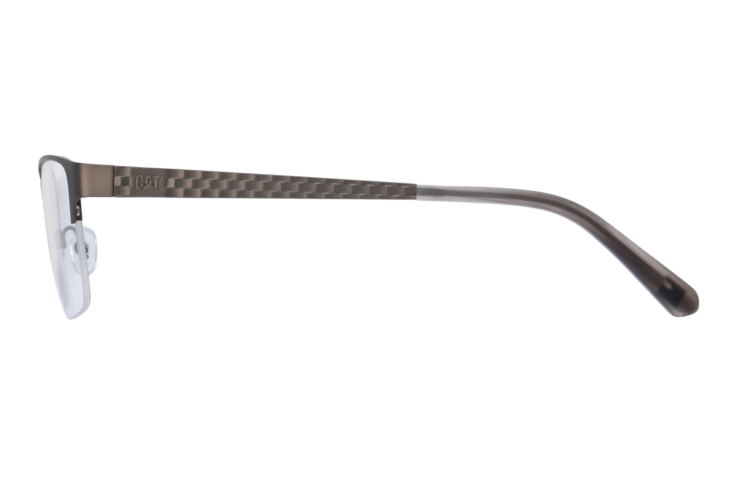CAT Brille mit Sehstärke für Herren optional mit Sonnenbrillentönung oder Blaulichtfilter, Oval, gefertigt aus Edelstahl (inklusive Brillenetui)