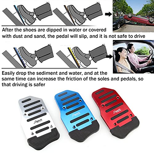 Vahinix Anti Skid Car Brake Pedal Car Gas Fuel Brake Board Cover Foot Pedal Kit Car Supplies Accessories Silver #TOP4