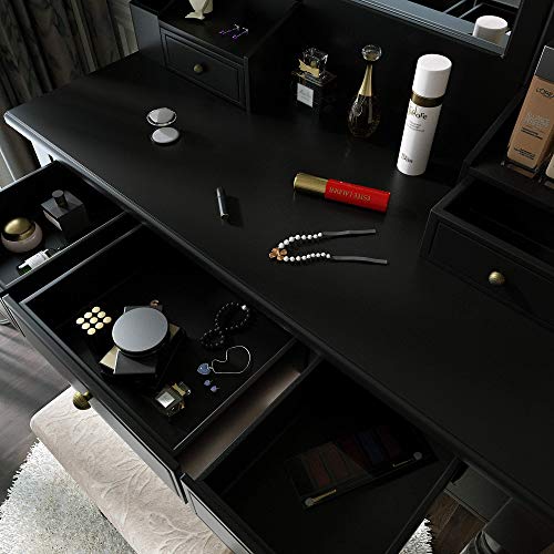 image for Allewie Makeup Vanity Set with Large Tri-Folding Mirrors, Dressing Tab