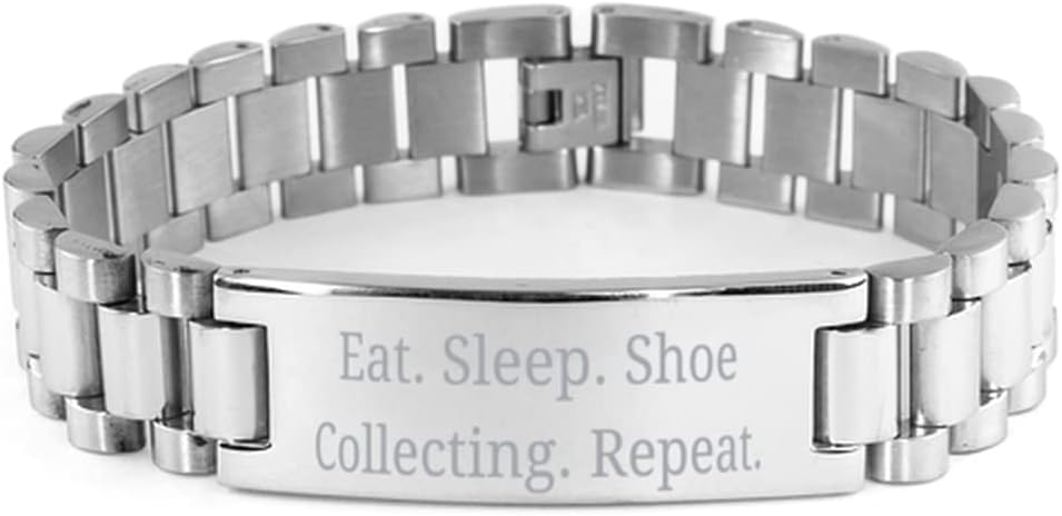 Shoe Collecting Gifts for Friends, Eat. Sleep. Shoe, Sarcasm Shoe Collecting Ladder Bracelet, Engraved Bracelet from Friends, Funny Shoes, Gifts for Shoe Collectors, Funny Gift Ideas for Shoe