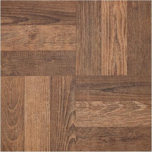 Achim Imports VFT920POVR Home Furnishings Portfolio 12x12 2.0mm Self Adhesive Vinyl Floor, Walnut Parquet, 9 Tiles/9 sq. ft
