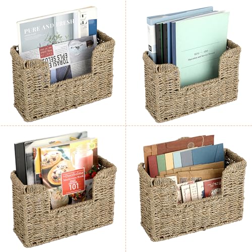 TOLIDA Natürlicher Wandkorb aus Seegras Dekoratives Aufbewahrungskorb für Wand oder Tür Seegras Gewebter Wasserdichte Aufbewahrungskiste für Briefe, Rechnungen, Zeitschriften, Blumen