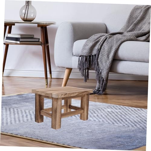Silla pequeña de madera sólida resistente y cómoda con acabado rústico 8