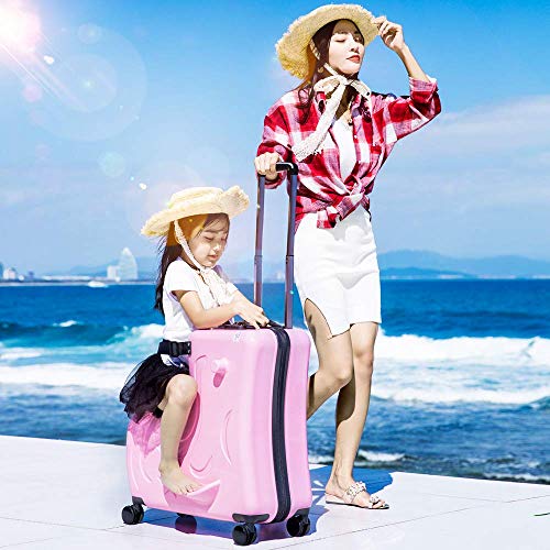 N-A Ao Wei La Ow Kids Ride-On Suitcase Carry-On Tollder Luggage With Wheels Suitcase To Kids Aged 1-6 Years Old (Pink, 20 Inch) #TOP4