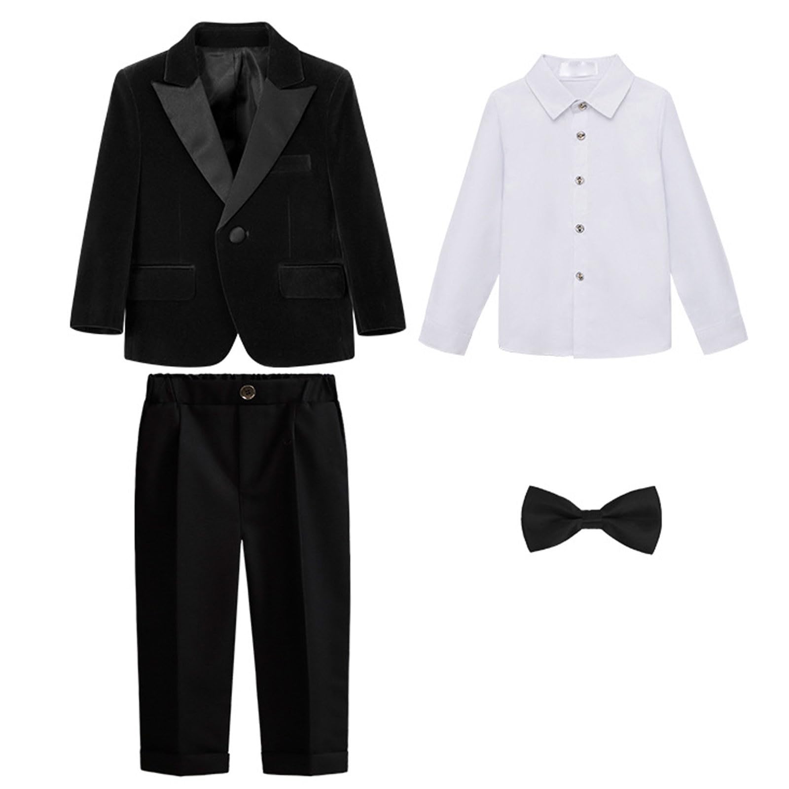 Generisch Festliches Vierteiliges Jungen-Ensemble für Winter -Stil Hemd Elegantes Outfit Kleine Gentlemen 1 bis 14 Jahre