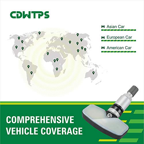 CDWTPS Tire Pressure Sensor, (315MHz + 433MHz) Dual Frequency Programmable TPMS Sensor,100% Clone-able -OE Level Tire Pressure Monitoring System Sensor for All car(Metal Valves,Pack of 4 TPMS)