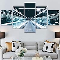 SIGNWIN 5 Panel Canvas Wall Art Abstract Brushstroke Closeup Digital Art Modern Artwork for Home Decorations Ready to Hang - 60