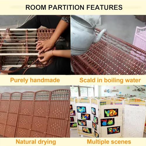 Cloison de séparation courte panneau tissé solide osier pliable pour chambre et salon
