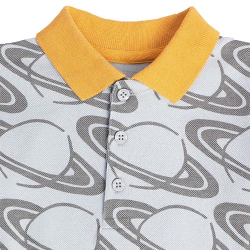Image of miniklub Baby Collar Long Sleeve Knitted Cotton T-Shirt (Grey /Yellow Color)